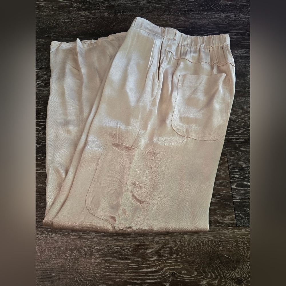 Central Park West rose gold Wide Leg Pants with High Waist Design size L - Picture 12 of 15